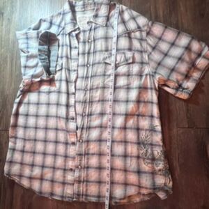 Route 66 Men’s XL Short Sleeve Western Plaid Pearl Snap Shirt Cotton